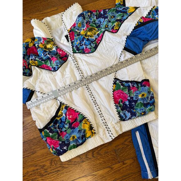 Vintage Womens' 80s/90s Floral Nylon Tracksuit Size M/L - Picture 8 of 11
